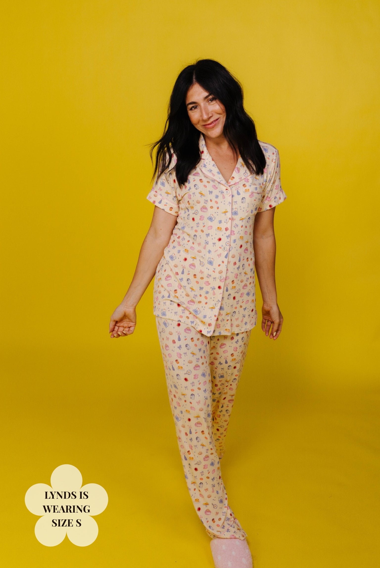 Lynds is in a size small brunch pj