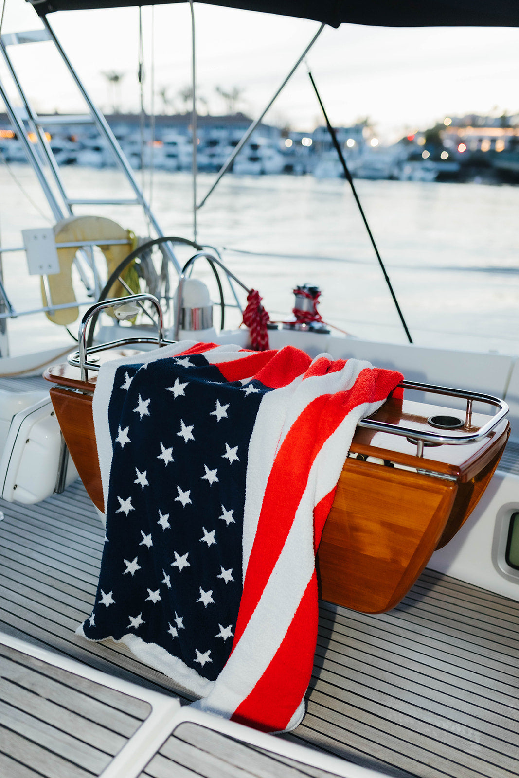 blanket styled on a boat
