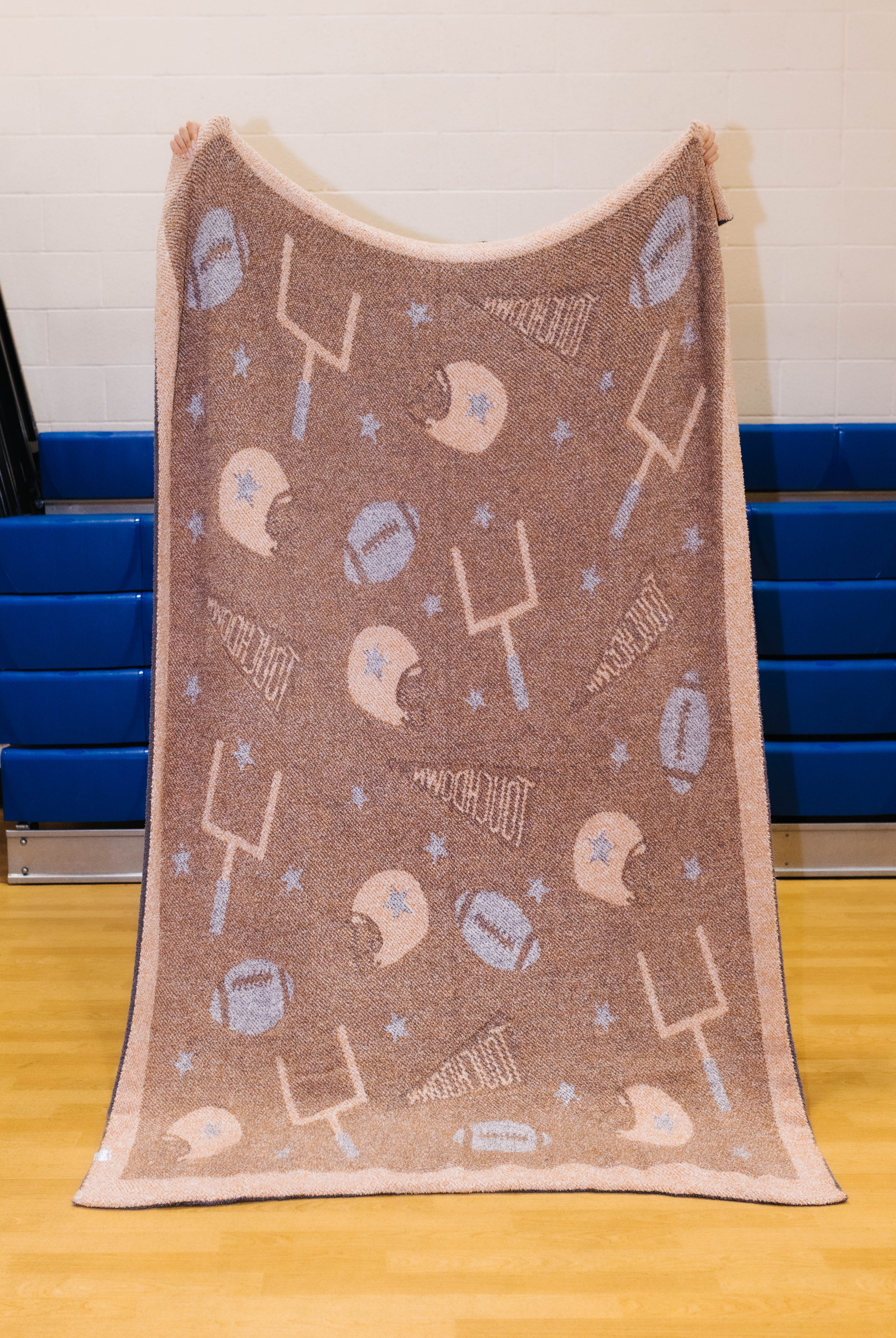 back of the foodball blanket showing the back side of the icons