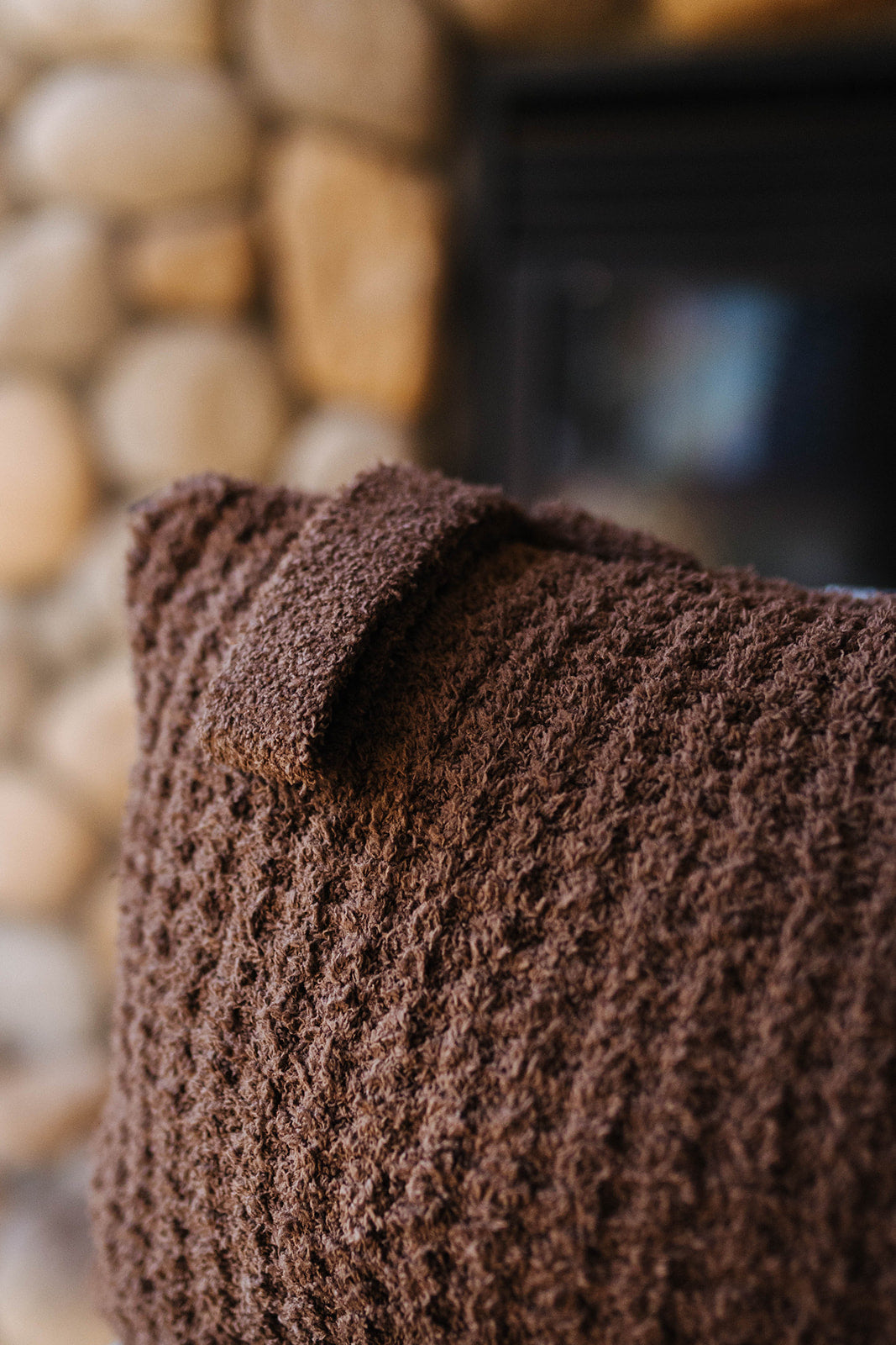 Close view of the brown waffle quillow fabric.