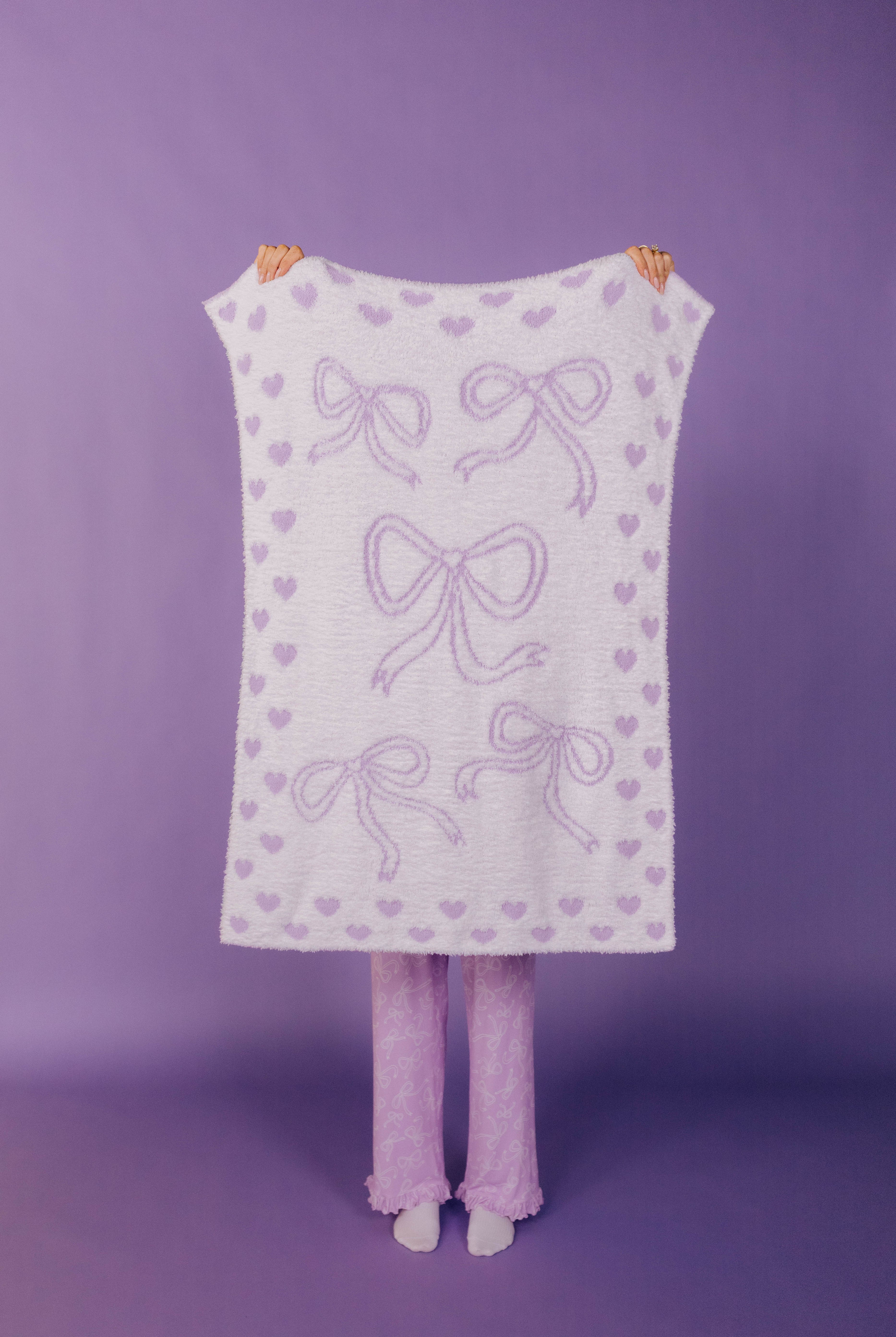 back of the purple bow blanket