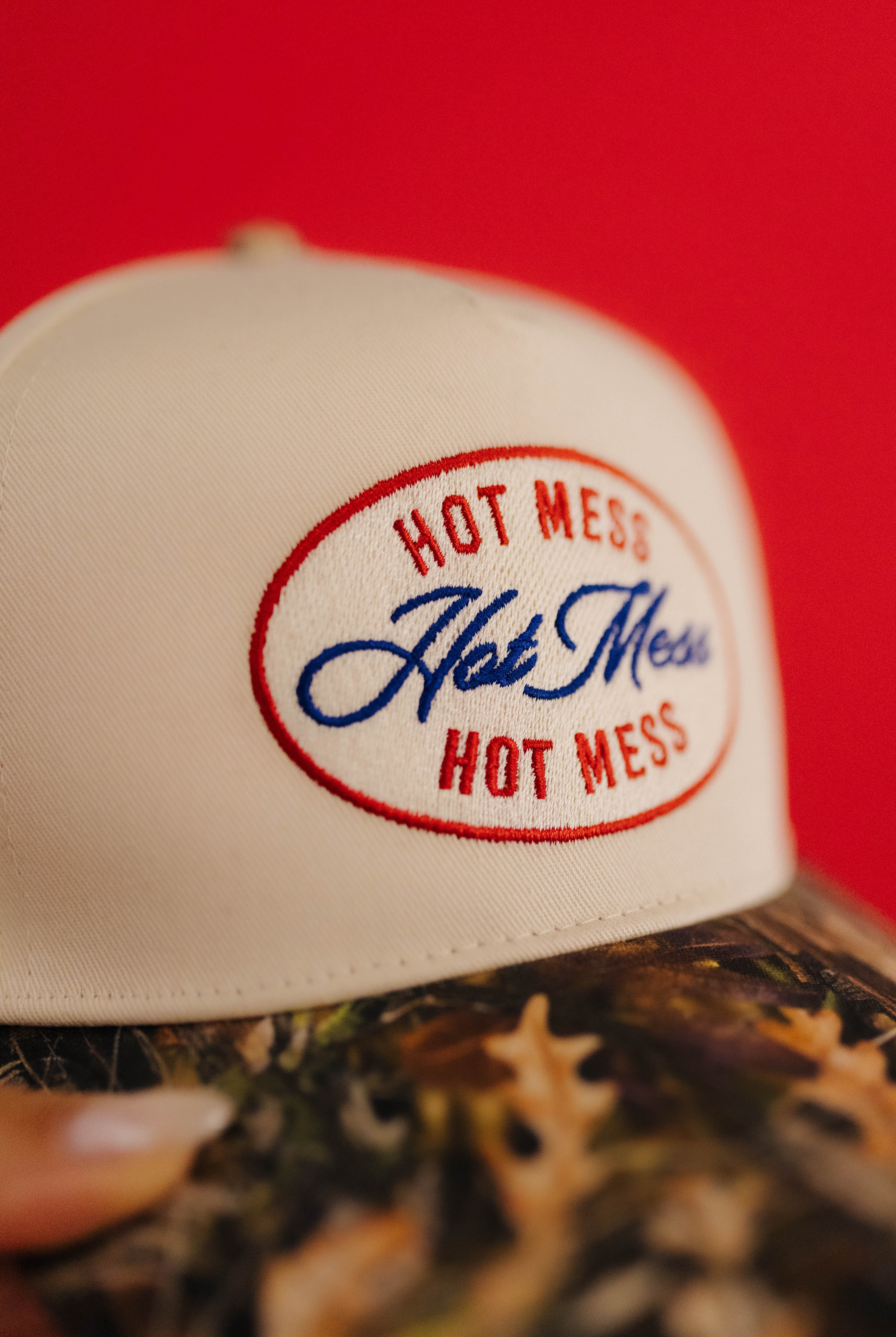 close up detail of the embroidery on the hat