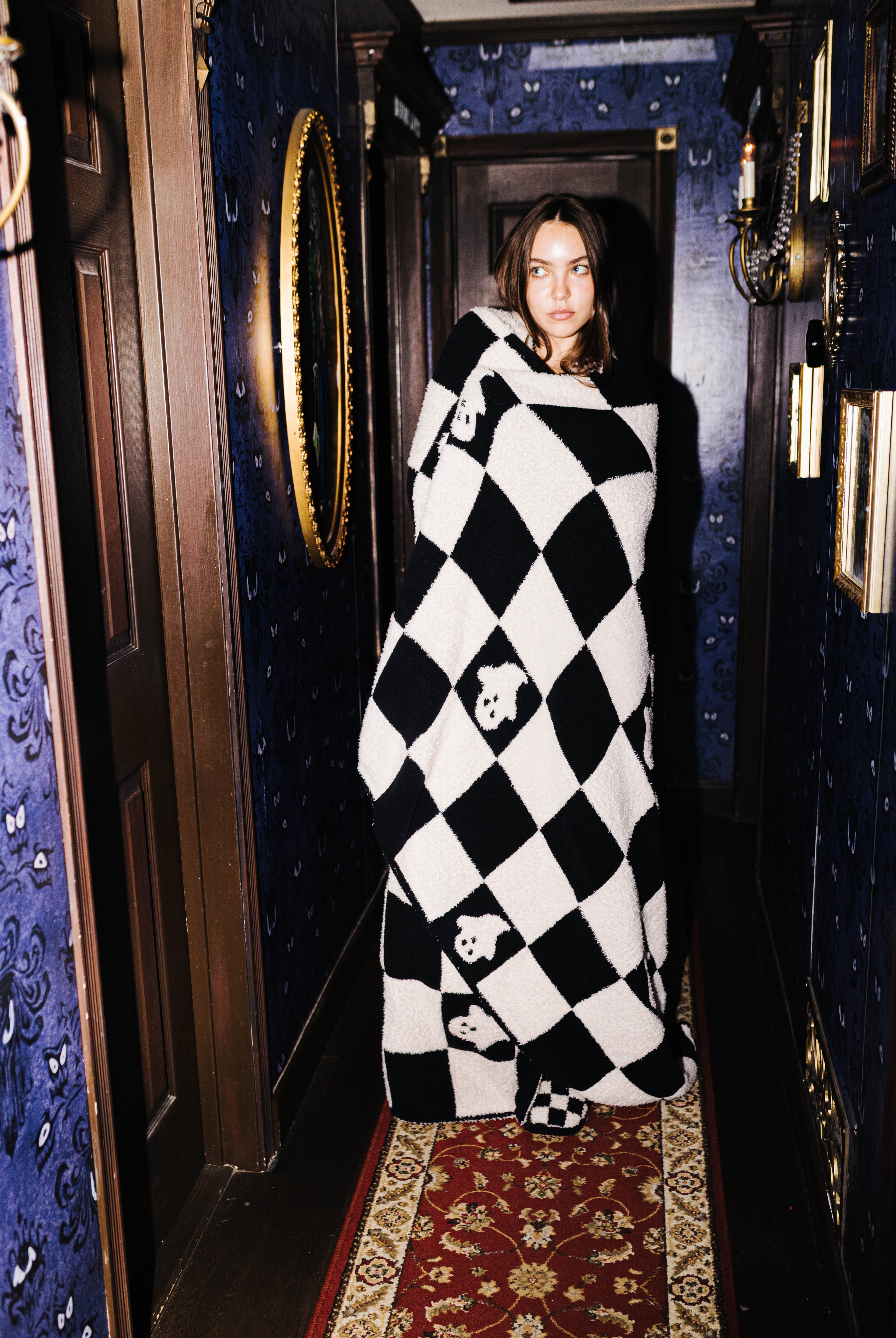 Ghost Check Blanket 60x80 shown from an alternate angle