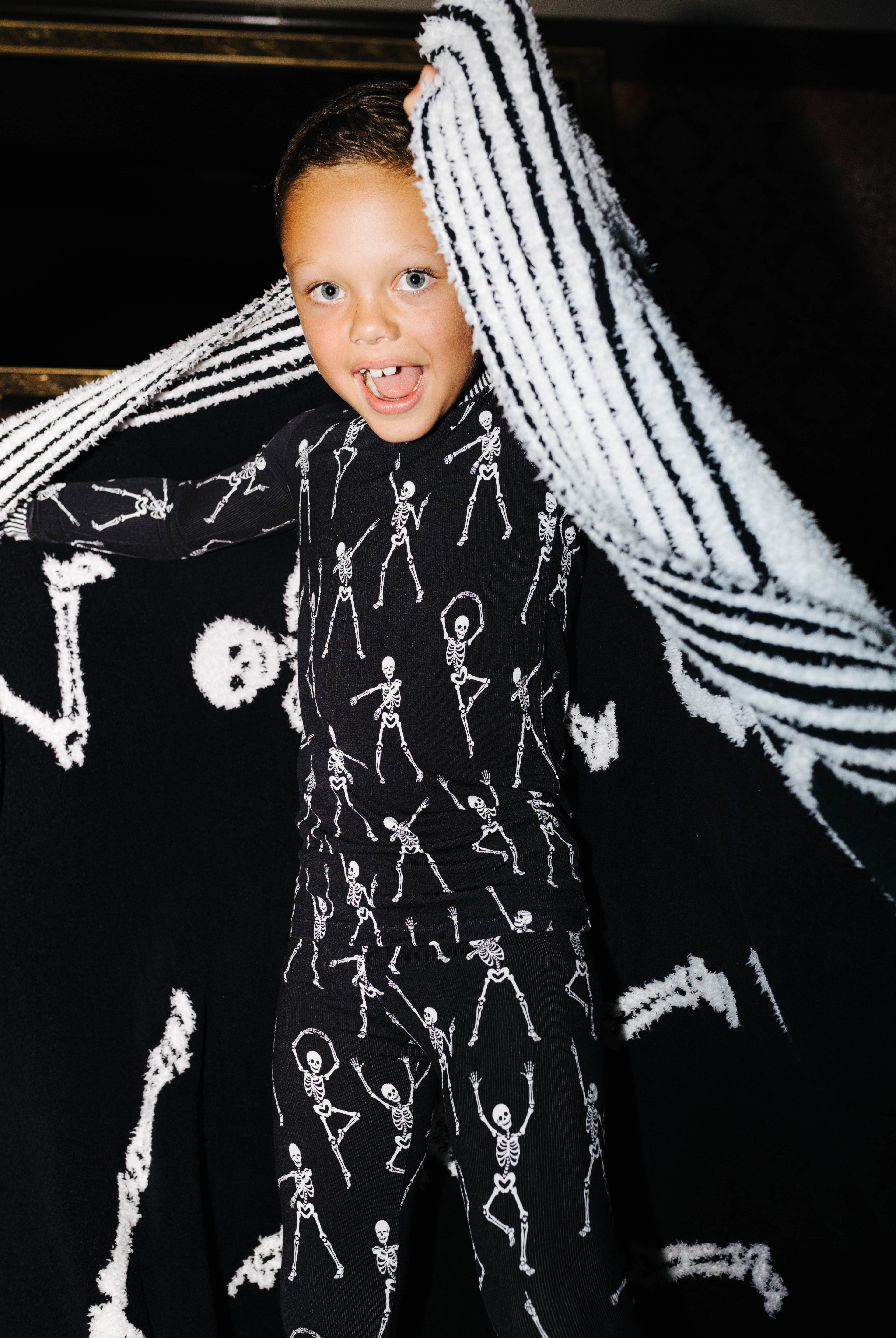 Skelly Blanket 60x80 shown from an alternate angle