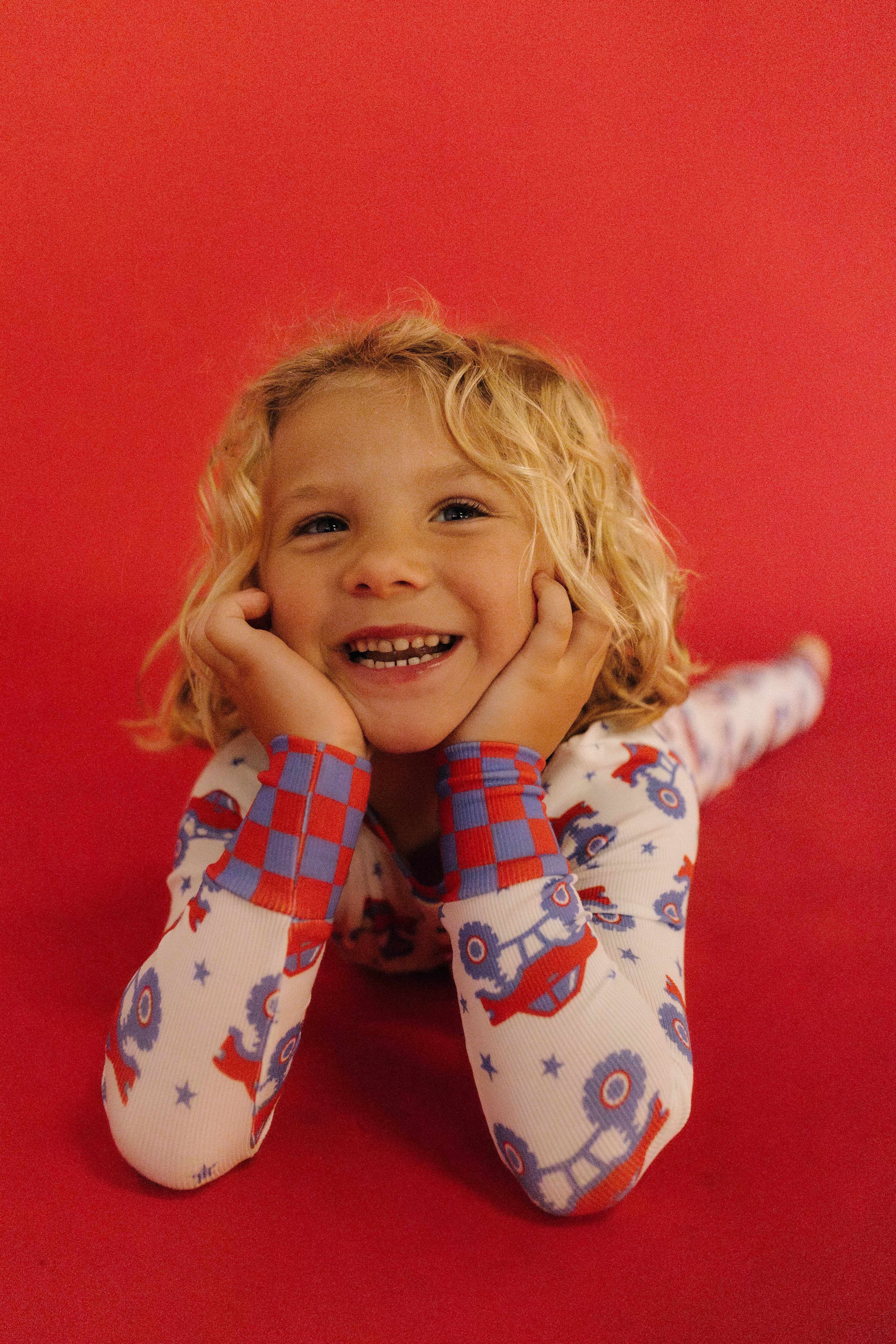 little bow smiling in his pjs