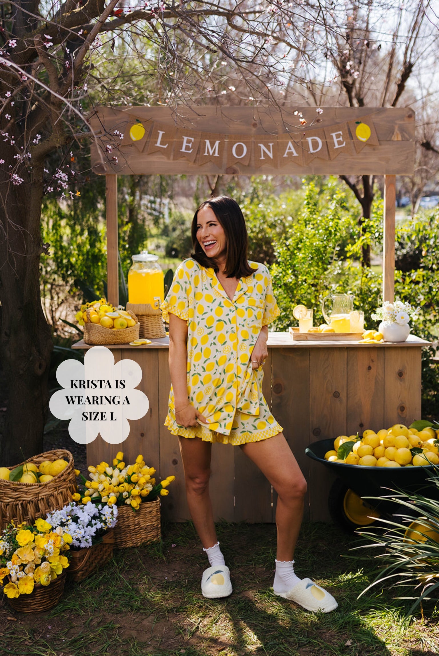 Krista posing in the L pjs