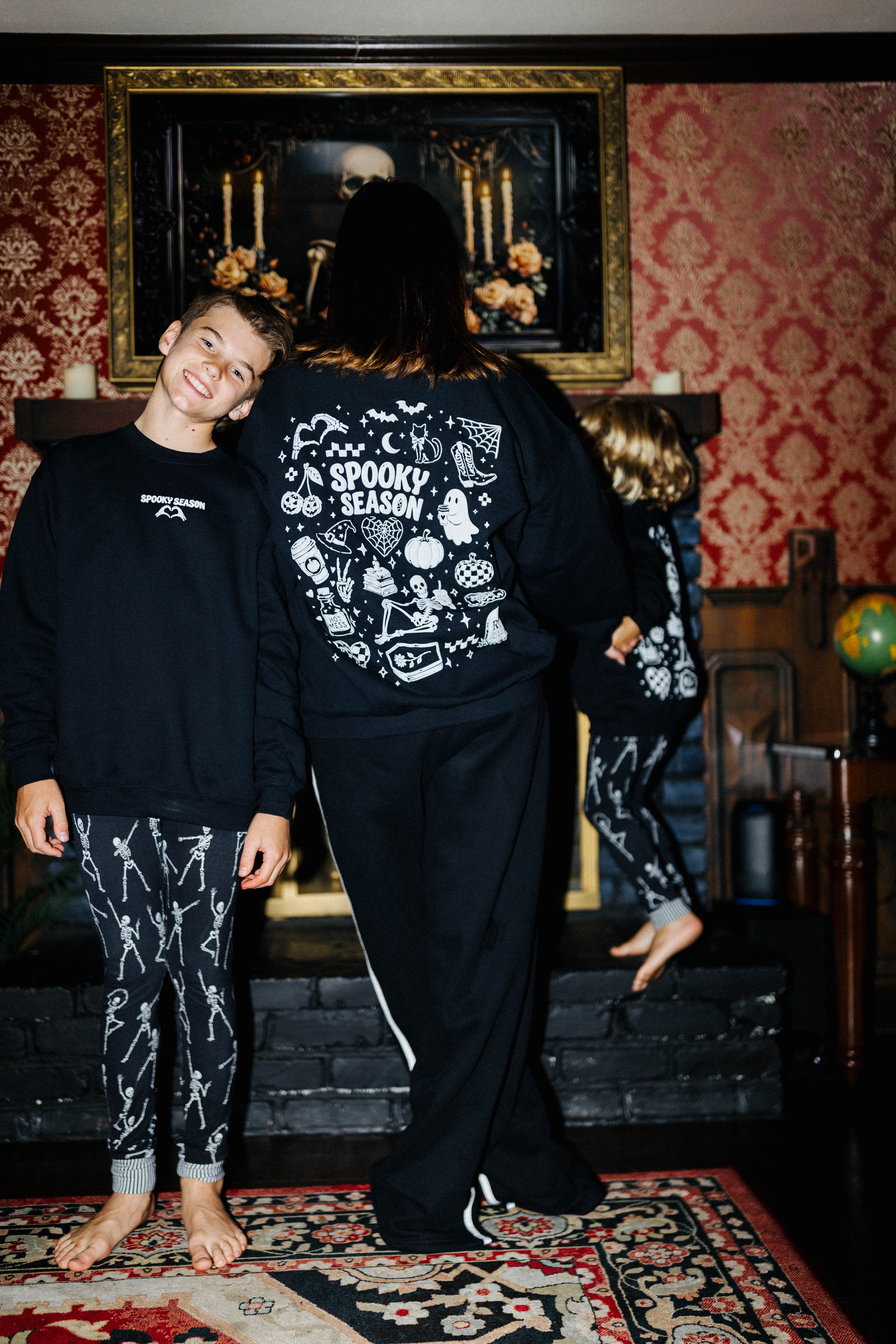 Kid Spooky Season Sweatshirt shown in a second full length view