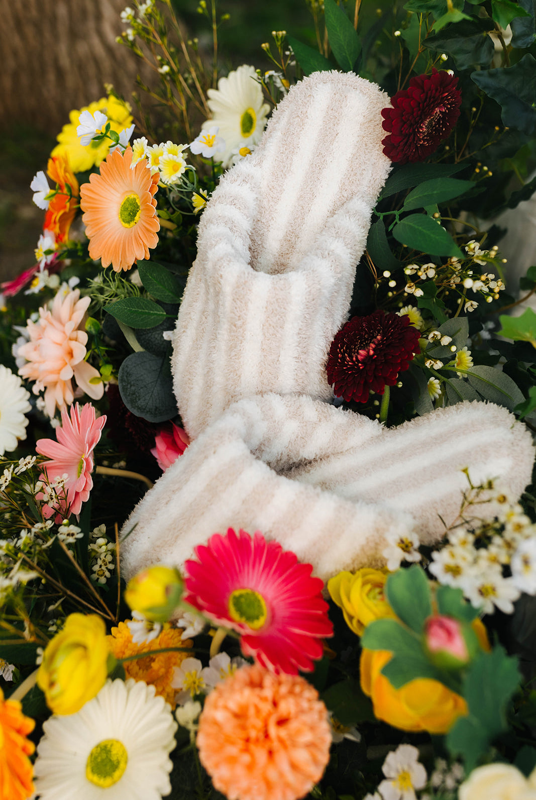 slippers in the flowers