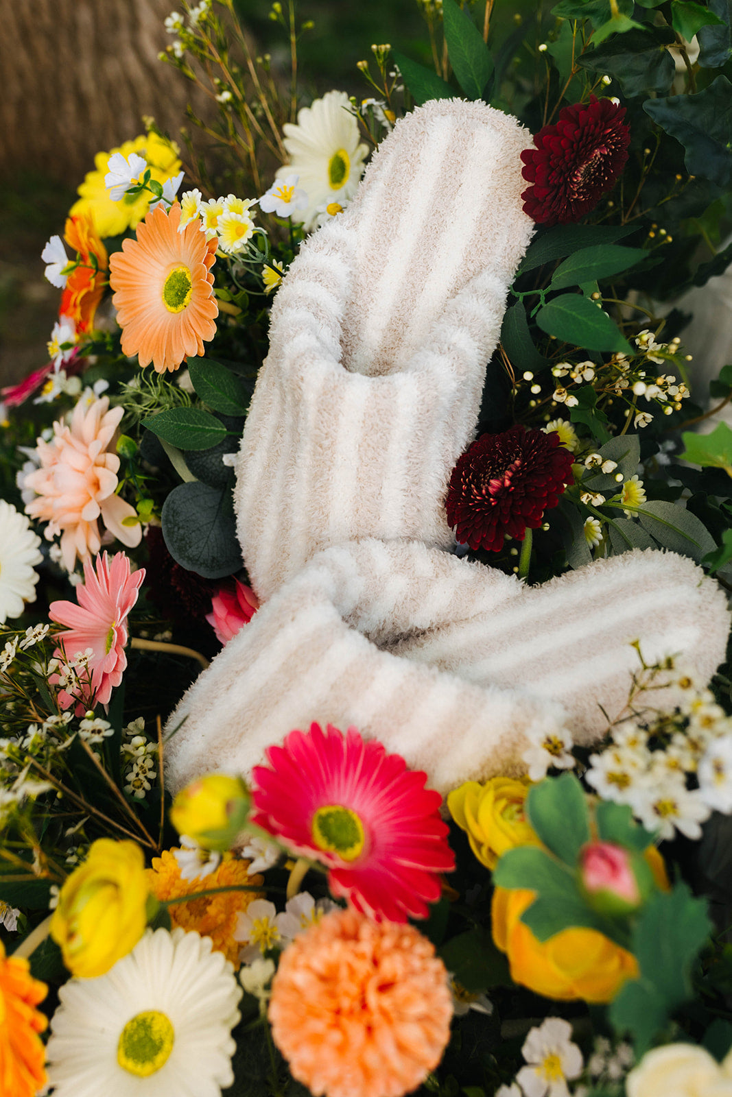 slippers in the flowers