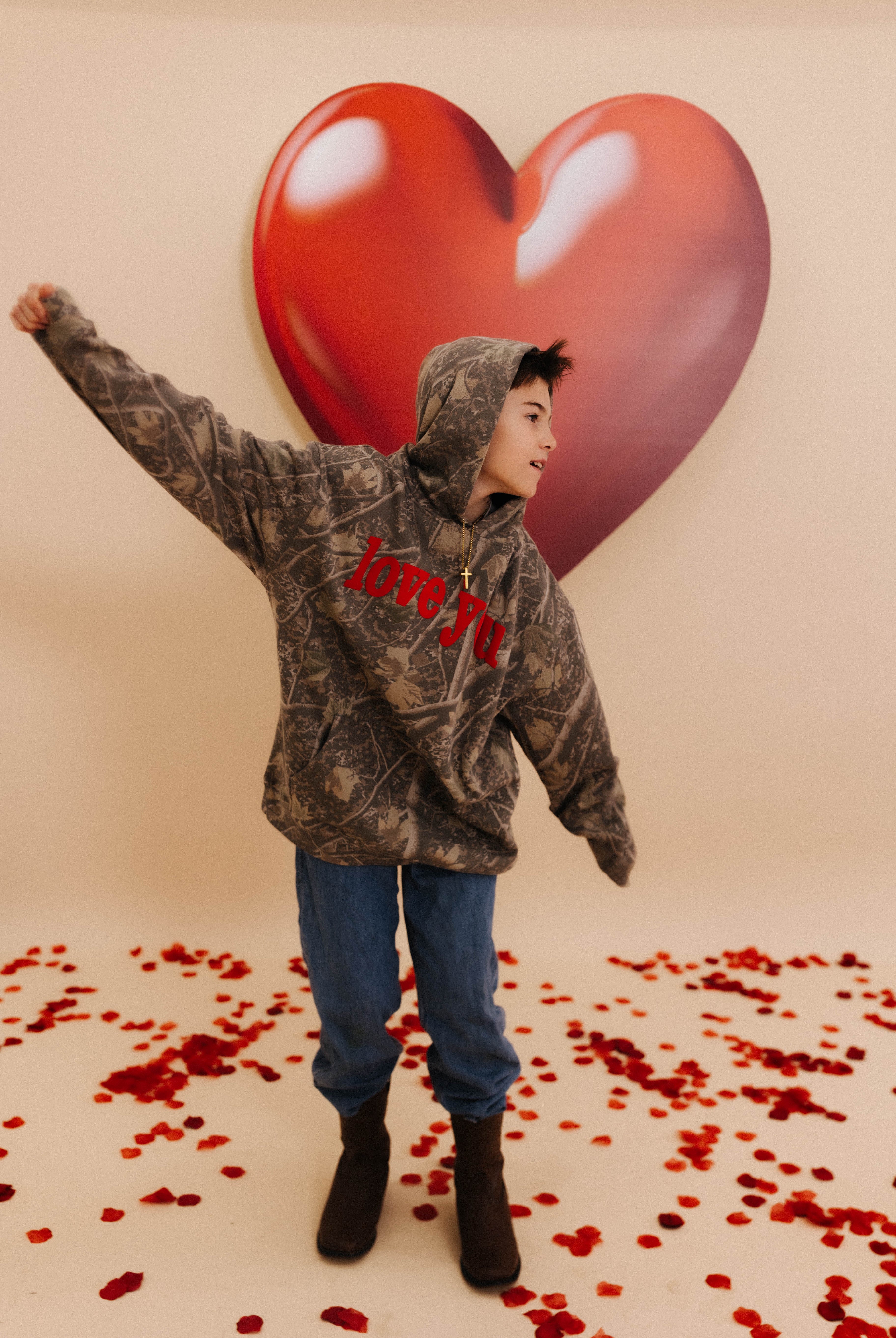 Bostong showing the love you sweatshirt off