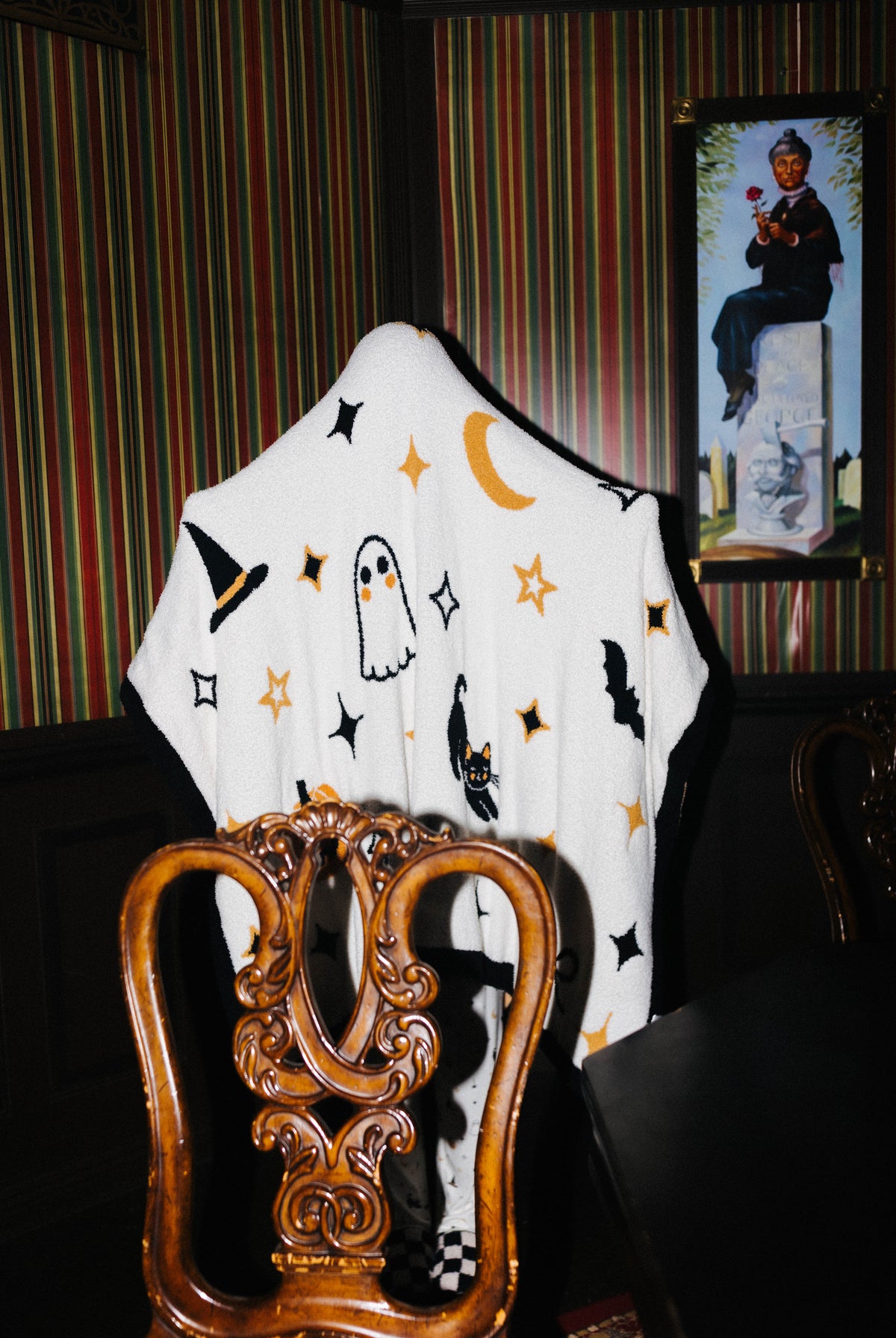Halloween Icon Blanket 60x80 shown in a closer detail view