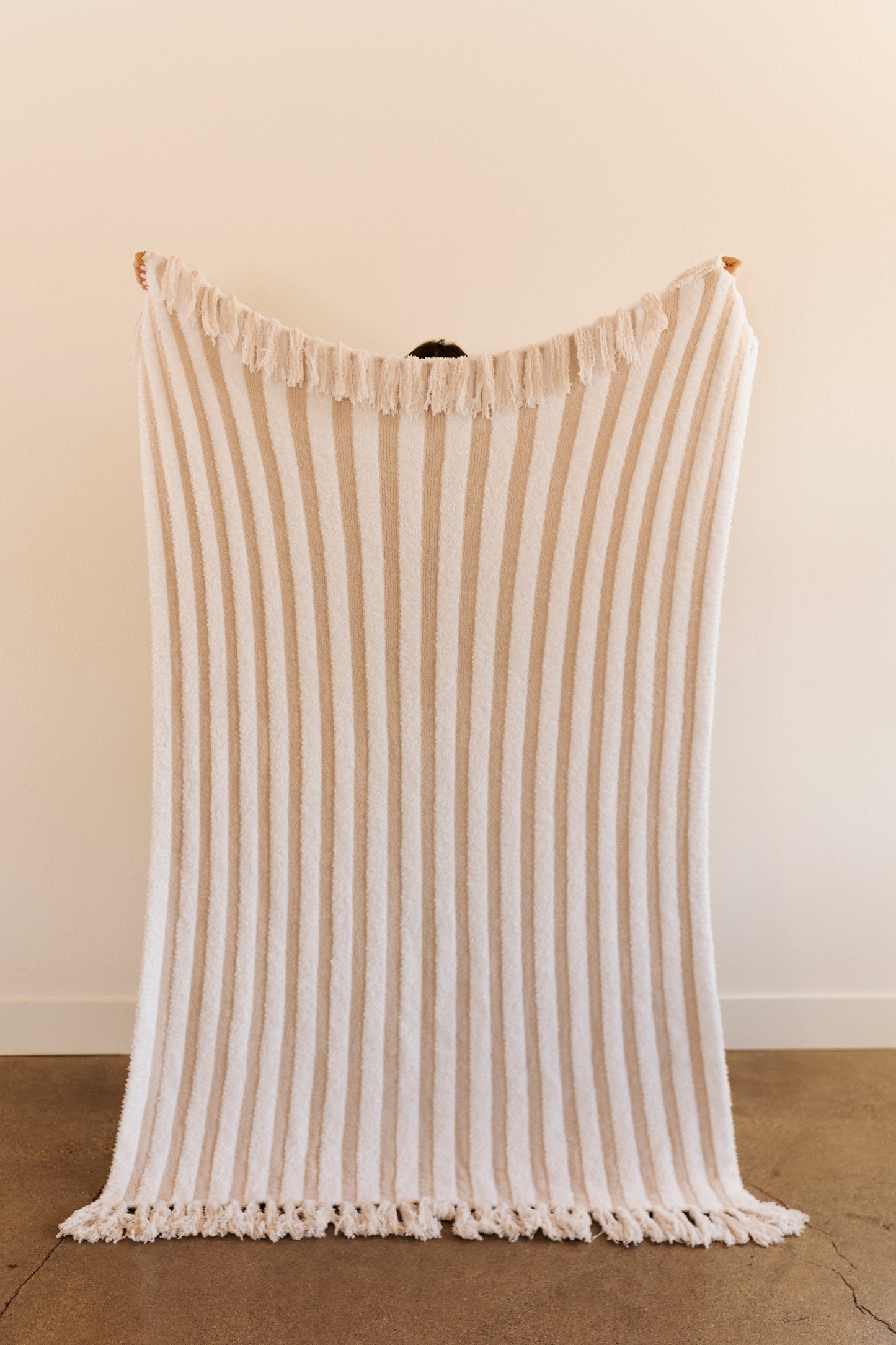 Beveled Stripe Blanket With Tassels