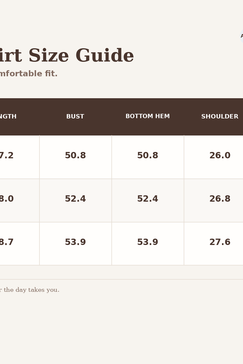 Staykation sweatshirt size guide. Measurements in inches, listed in size order XS/S, M/L, XL/XXL: length 27.2, 28, 28.7; bust 50.8, 52.4, 53.9; bottom hem 50.8, 52.4, 53.9; shoulder 26, 26.8, 27.6; sleeve 23.6, 24, 24.4.