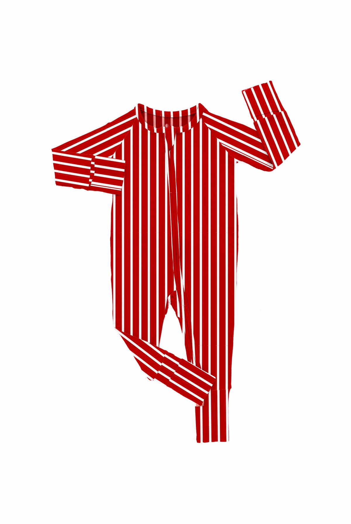 Baby Red Stripe zip pajamas with classic red and white stripes