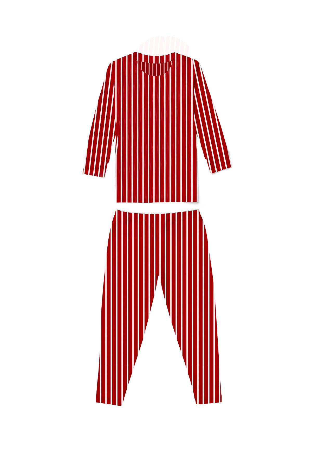 Kids Red Stripe pajama set with long sleeve top and full length pants