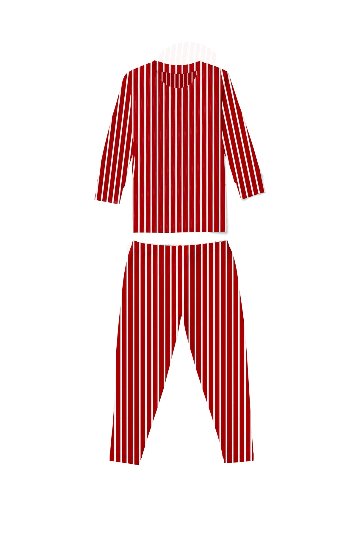 Kids Red Stripe pajama set with long sleeve top and full length pants
