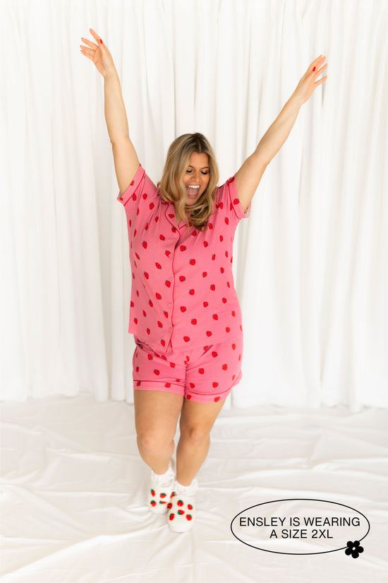 Strawberry Ribbed Short Pajama Set