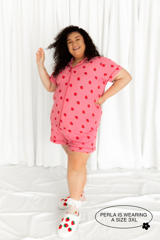 Strawberry Ribbed Short Pajama Set