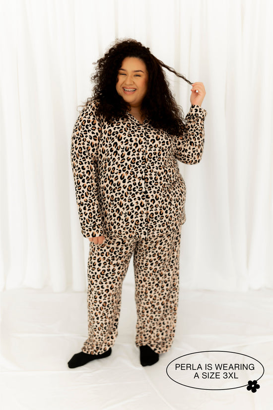 Leopard Ribbed Long Pajama Set