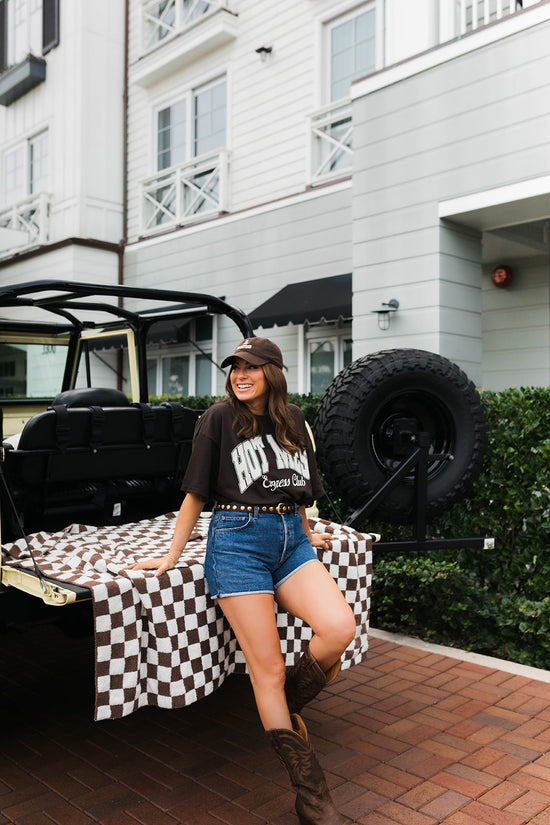 Brown Hot Mess Varsity Tee