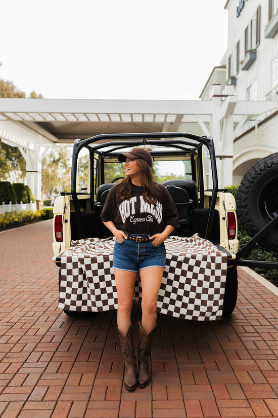 Brown Hot Mess Varsity Tee