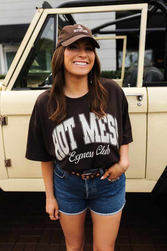 Brown Hot Mess Varsity Tee