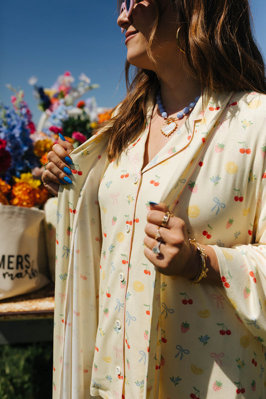 Yellow Fruit Ribbed Robe