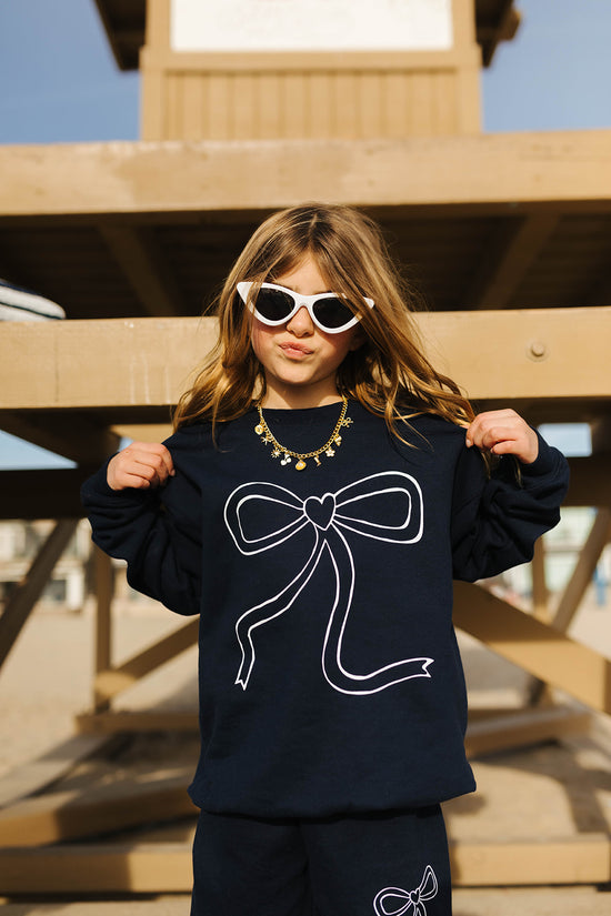 Youth Navy Bow Sweatshirt