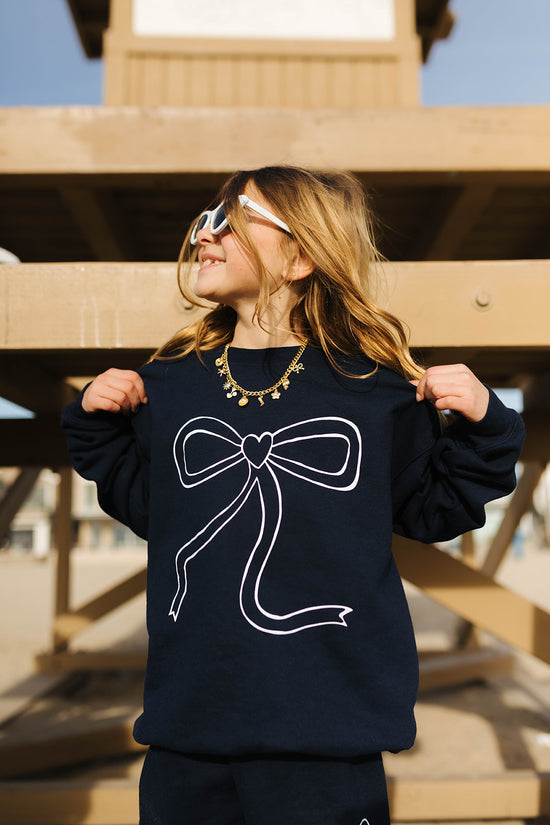 Youth Navy Bow Sweatshirt