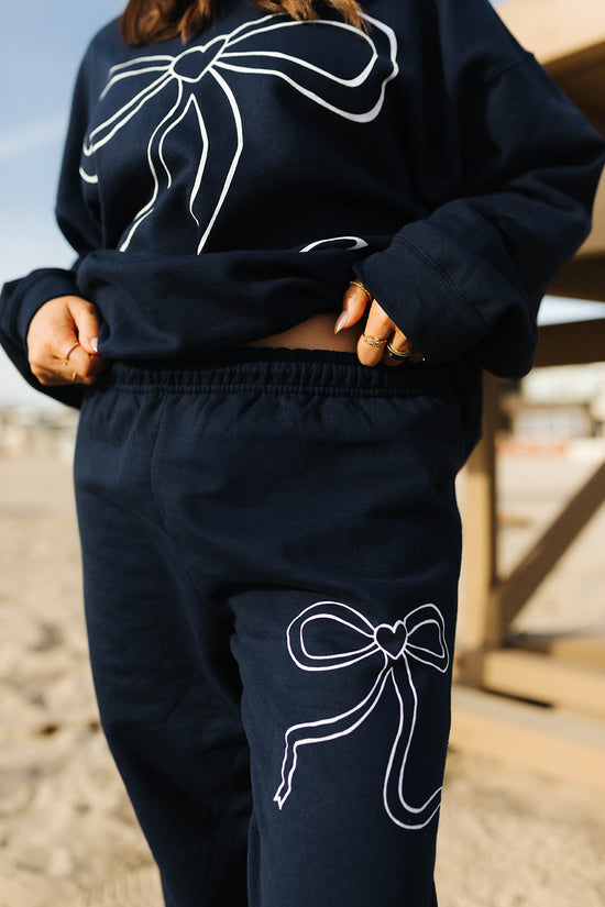 Adult Navy Bow Sweatpants