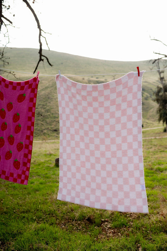 Pink and White Check Baby Blanket