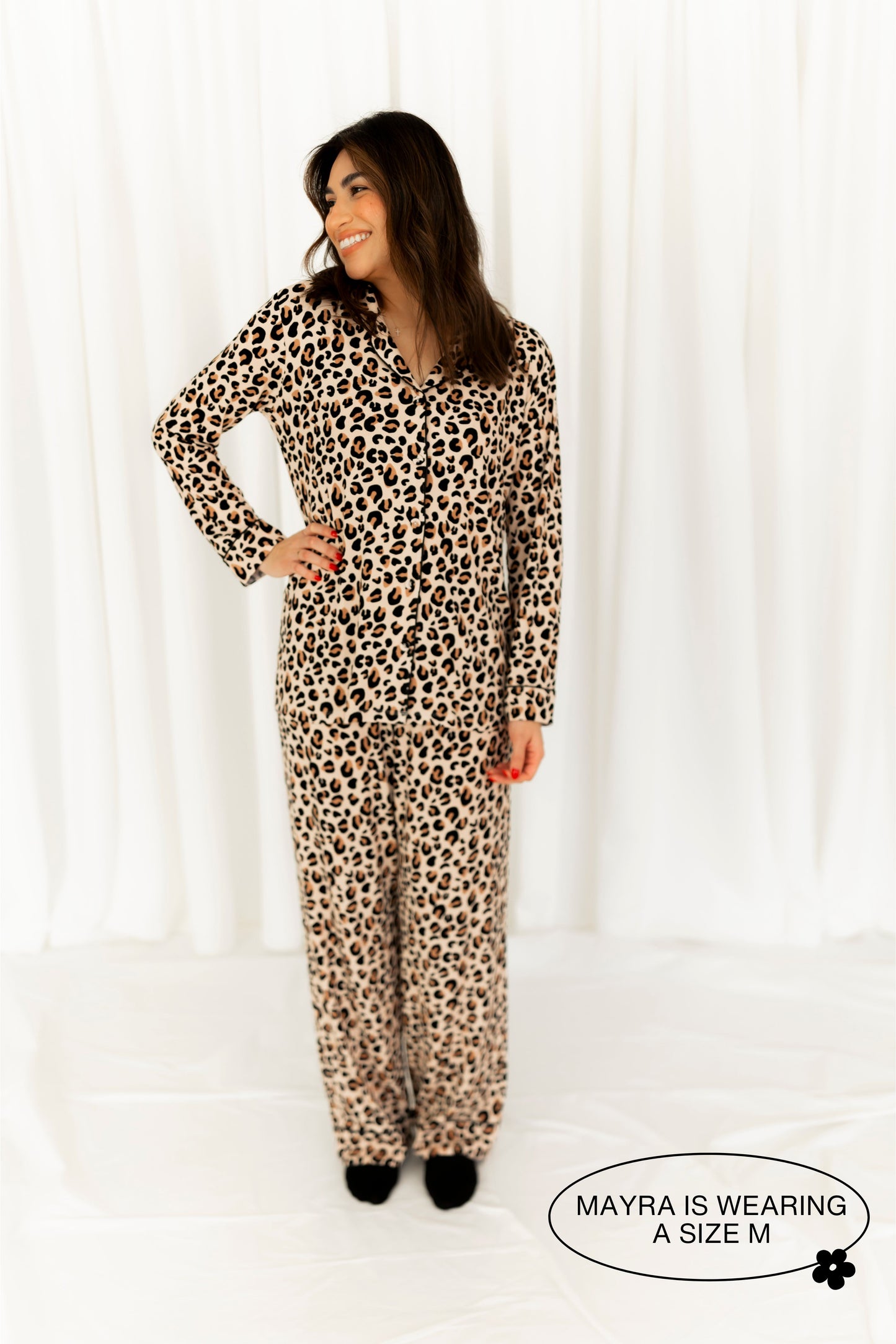 Leopard Ribbed Long Pajama Set