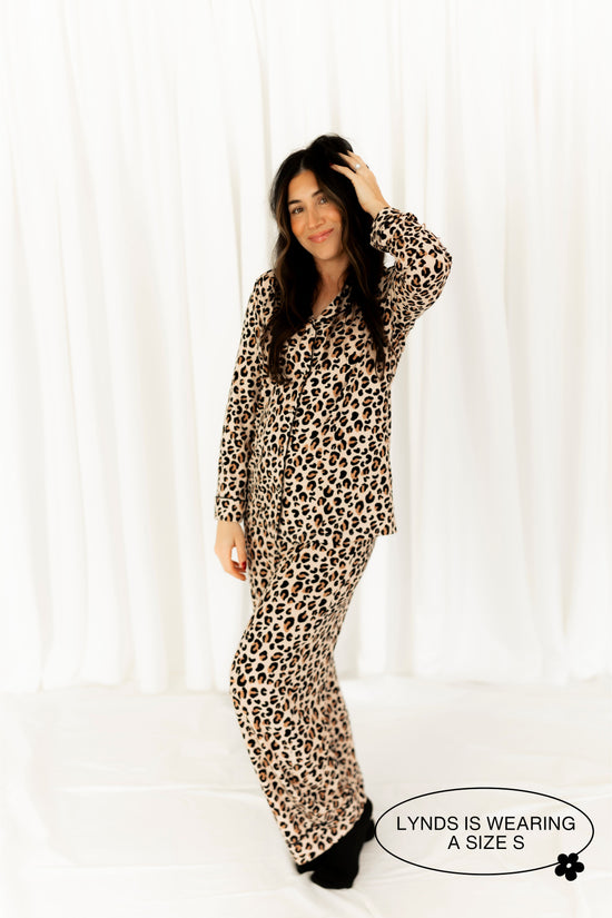 Leopard Ribbed Long Pajama Set