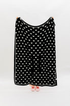 front of the black and white heart quillow - fully unfolded