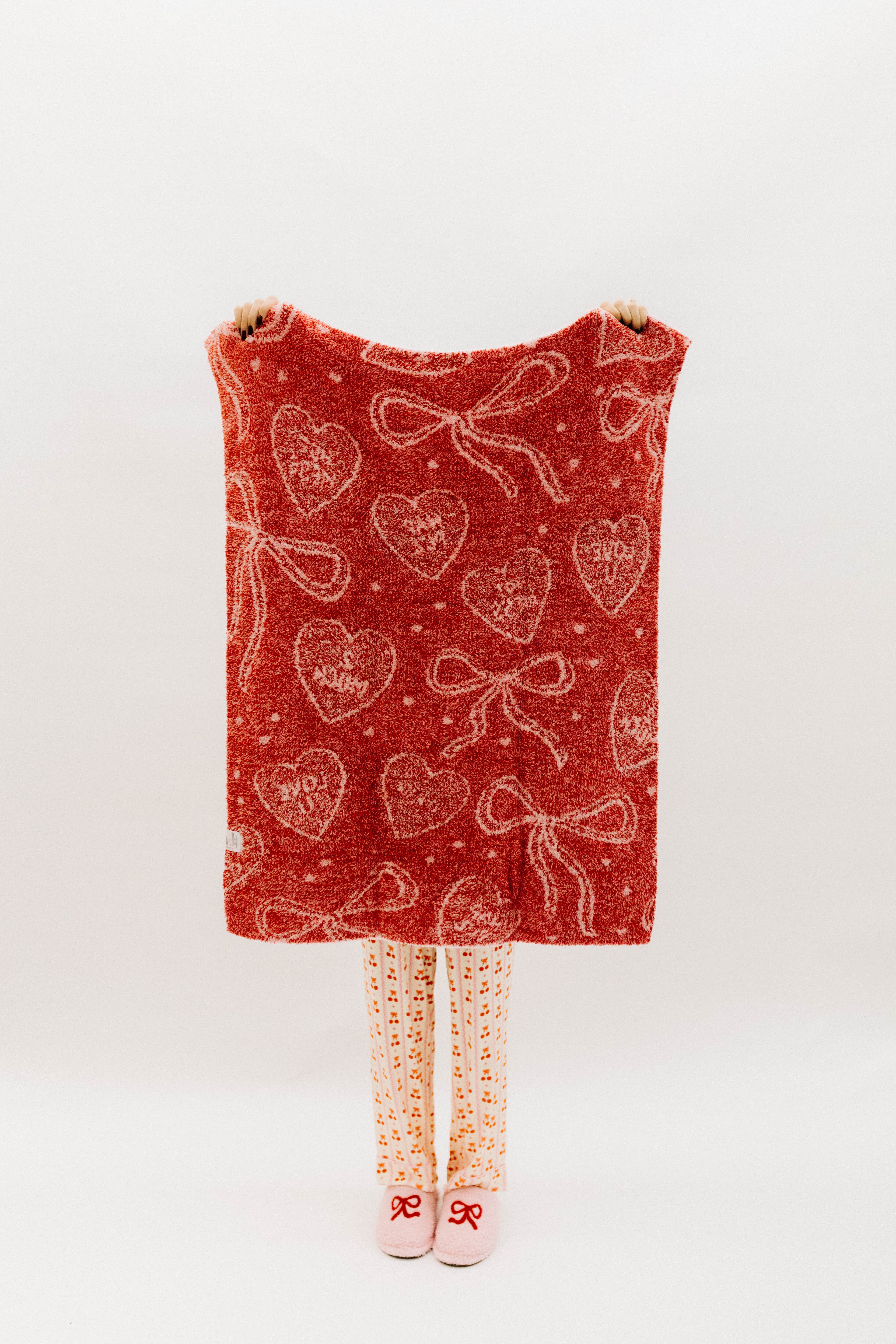 Back of blanket showing mostly red 