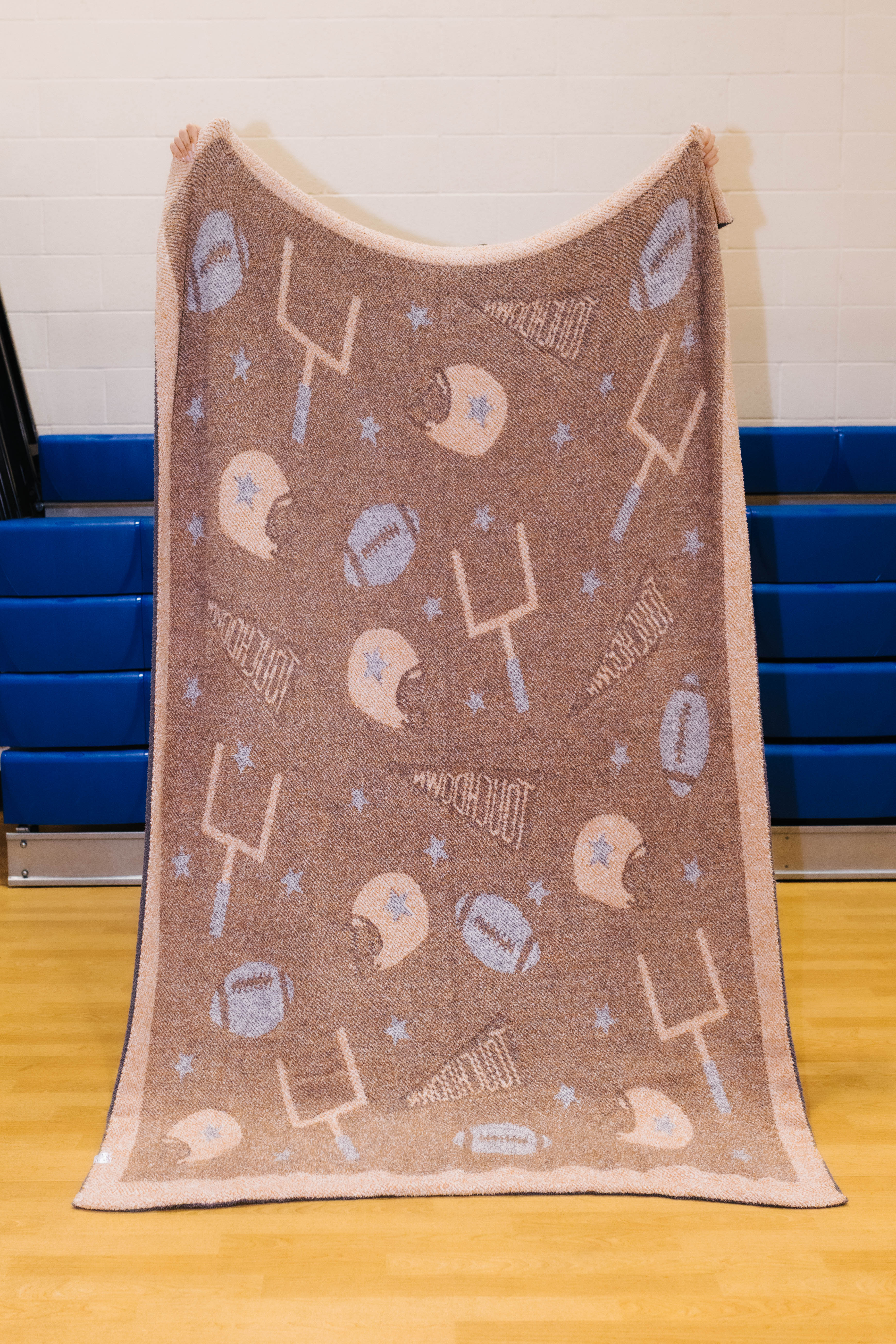 back of the foodball blanket showing the back side of the icons 