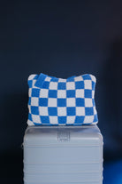 closer up view of the blue check quillow