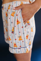 close up showing the pocket detailing on the pjs 