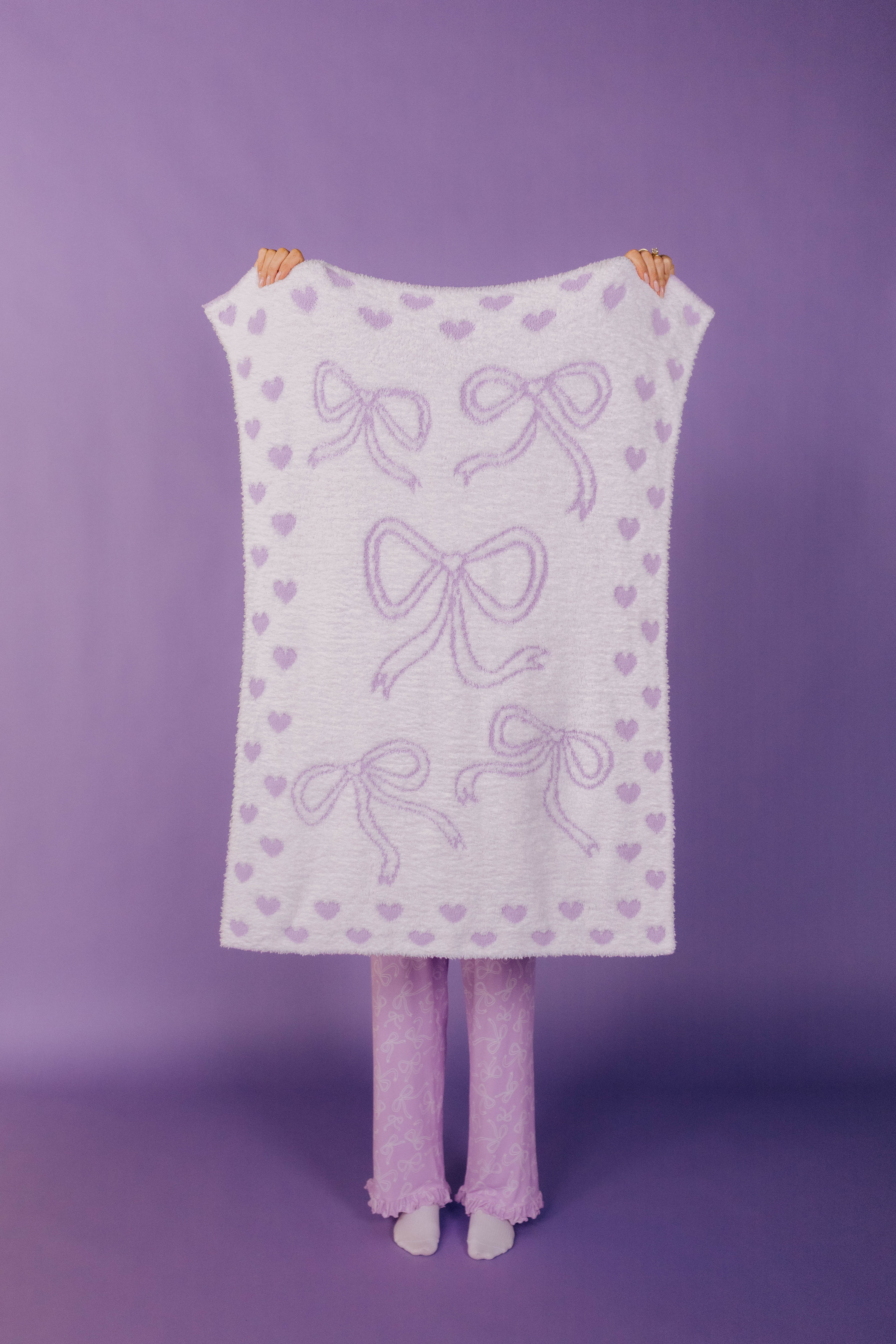 back of the purple bow blanket