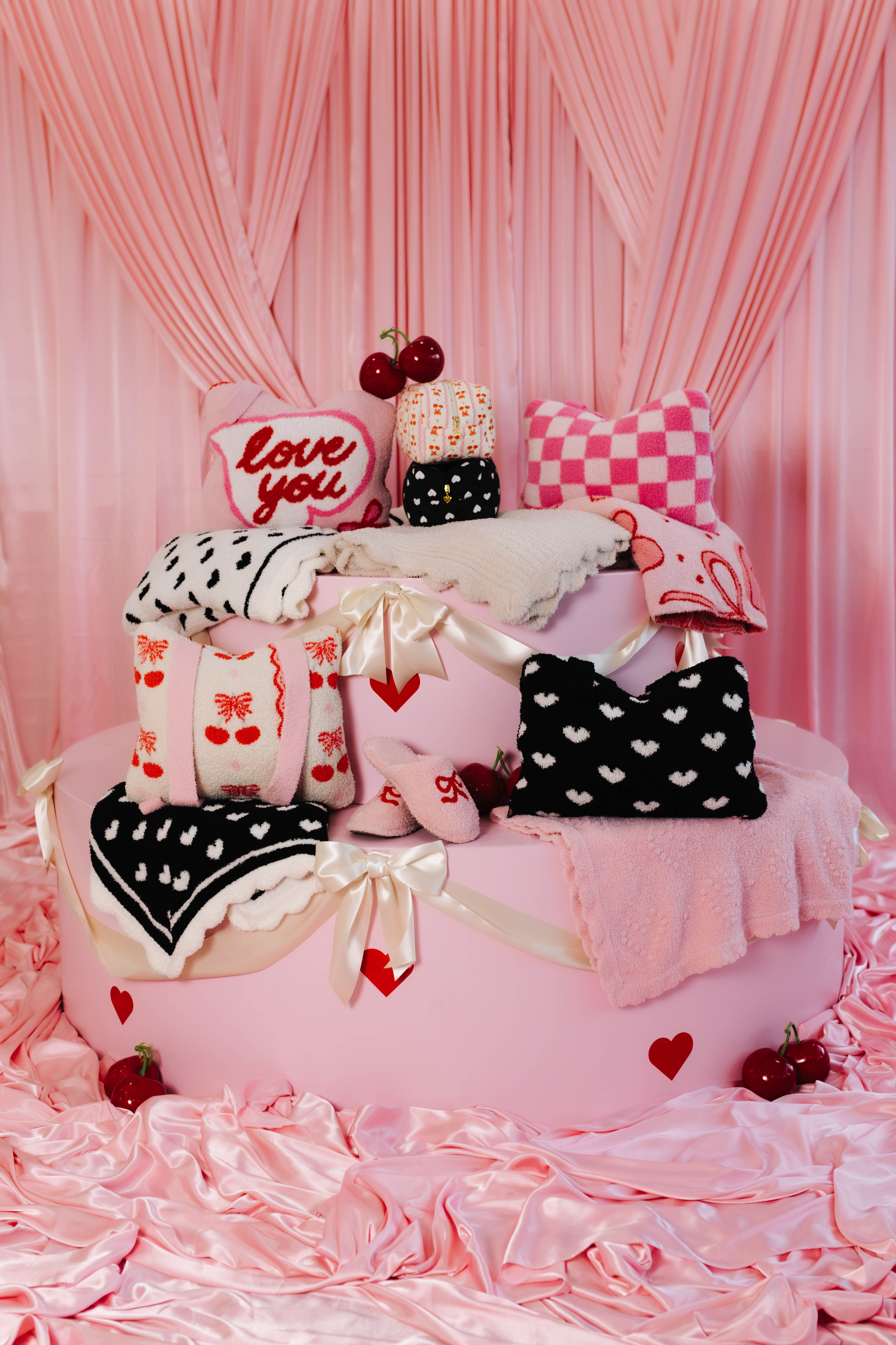 Picture of all of our items on top of our faux cake decor