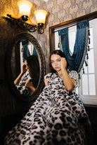 Leopard Faux Fur Blanket 60x80 shown from an alternate angle