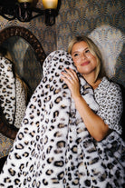 Leopard Faux Fur Blanket 60x80 shown in a closer detail view