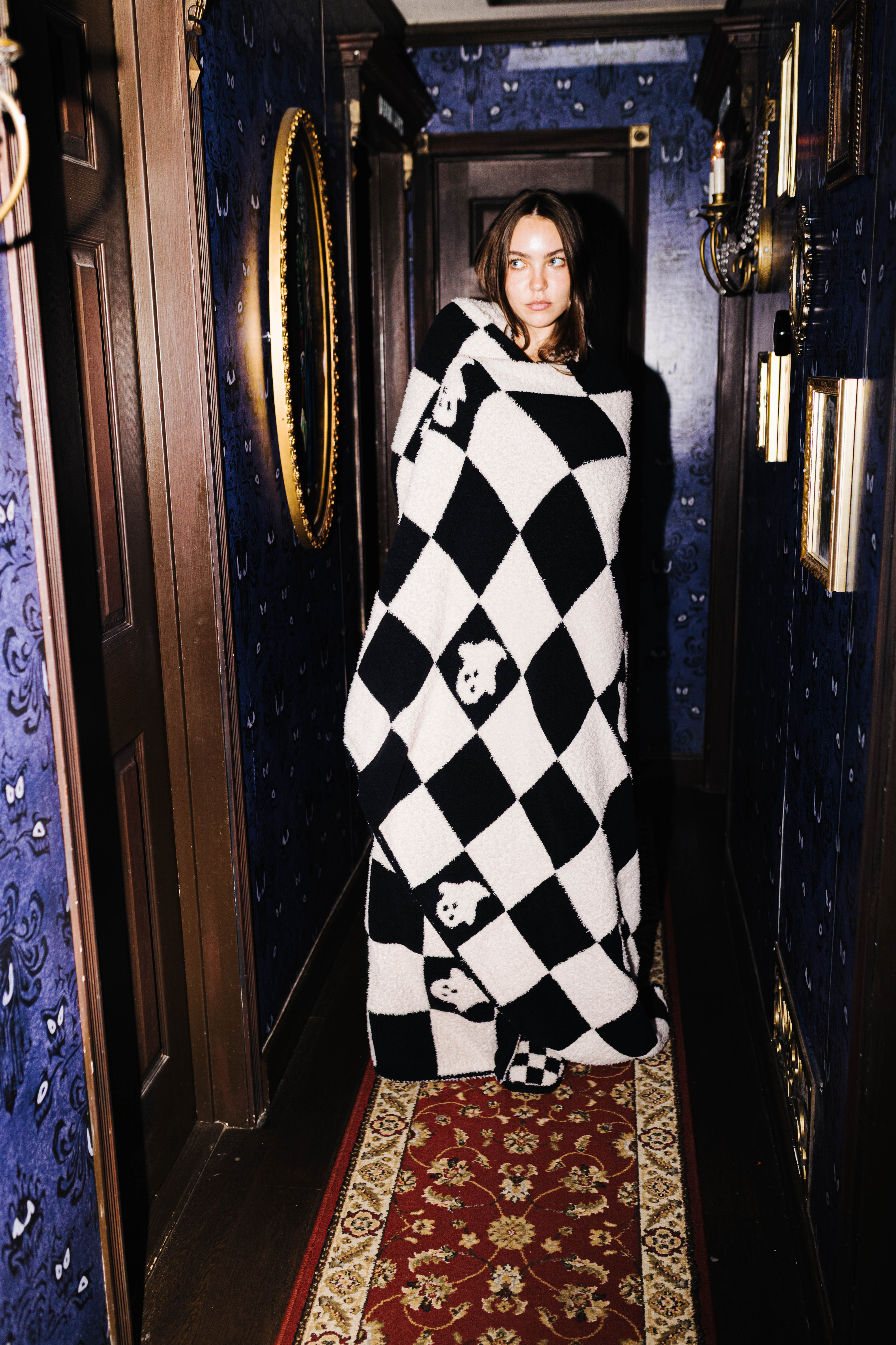 Ghost Check Blanket 60x80 shown from an alternate angle