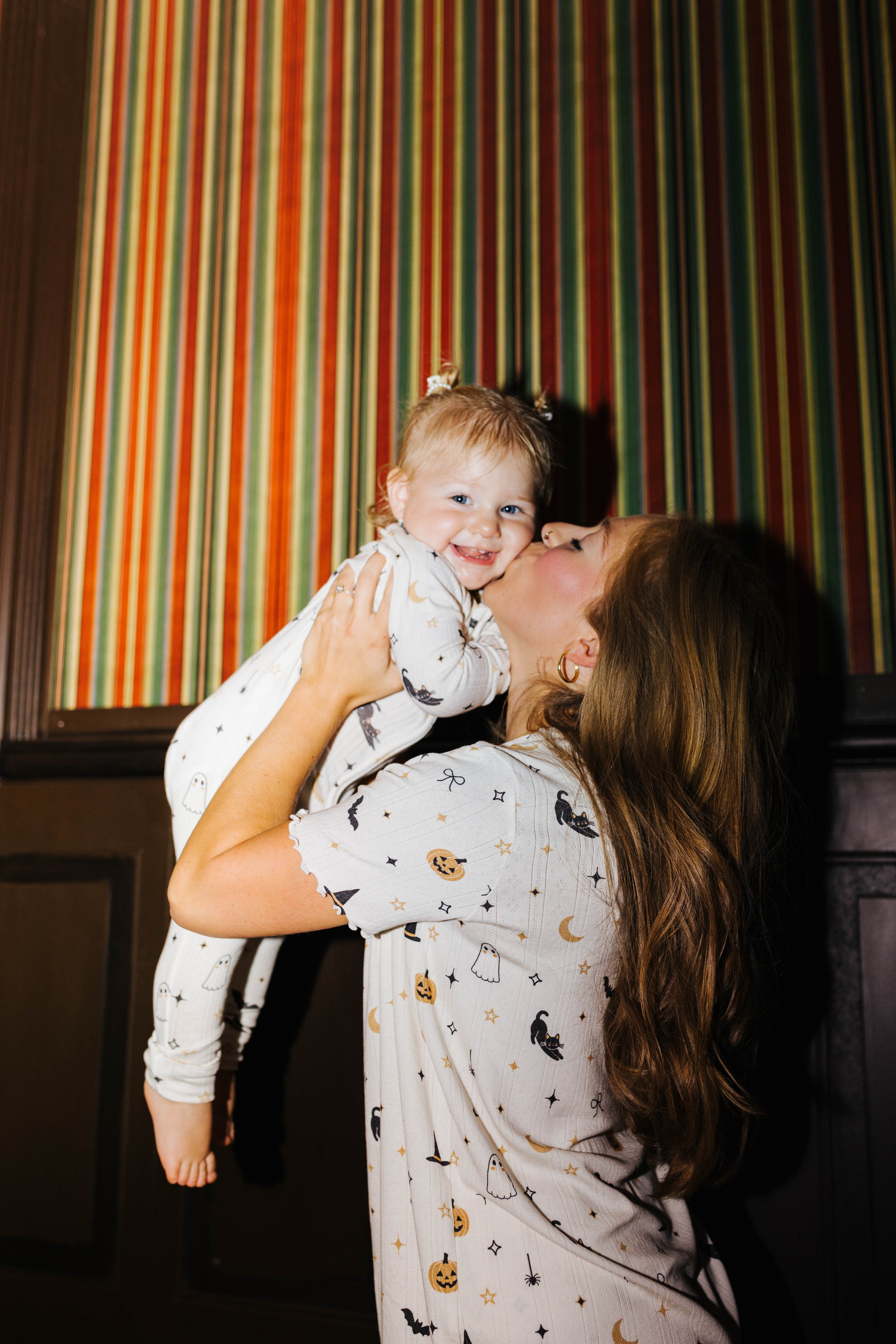Baby Halloween Icon Pointelle Zip Pajamas shown in a second full length view
