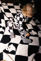 Baby Ghost Check Ribbed Zip Pajamas shown from an alternate angle