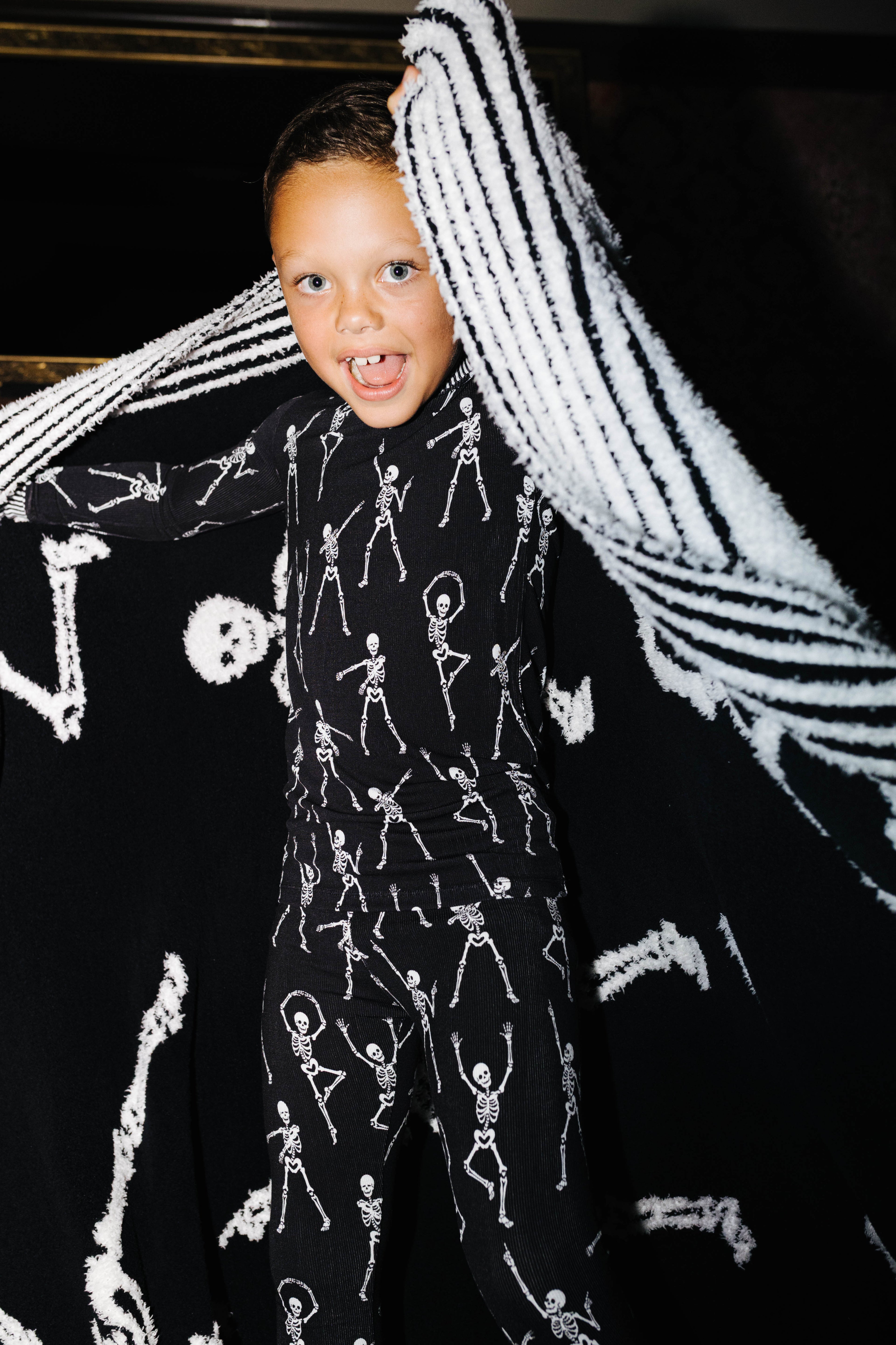 Skelly Blanket 60x80 shown from an alternate angle