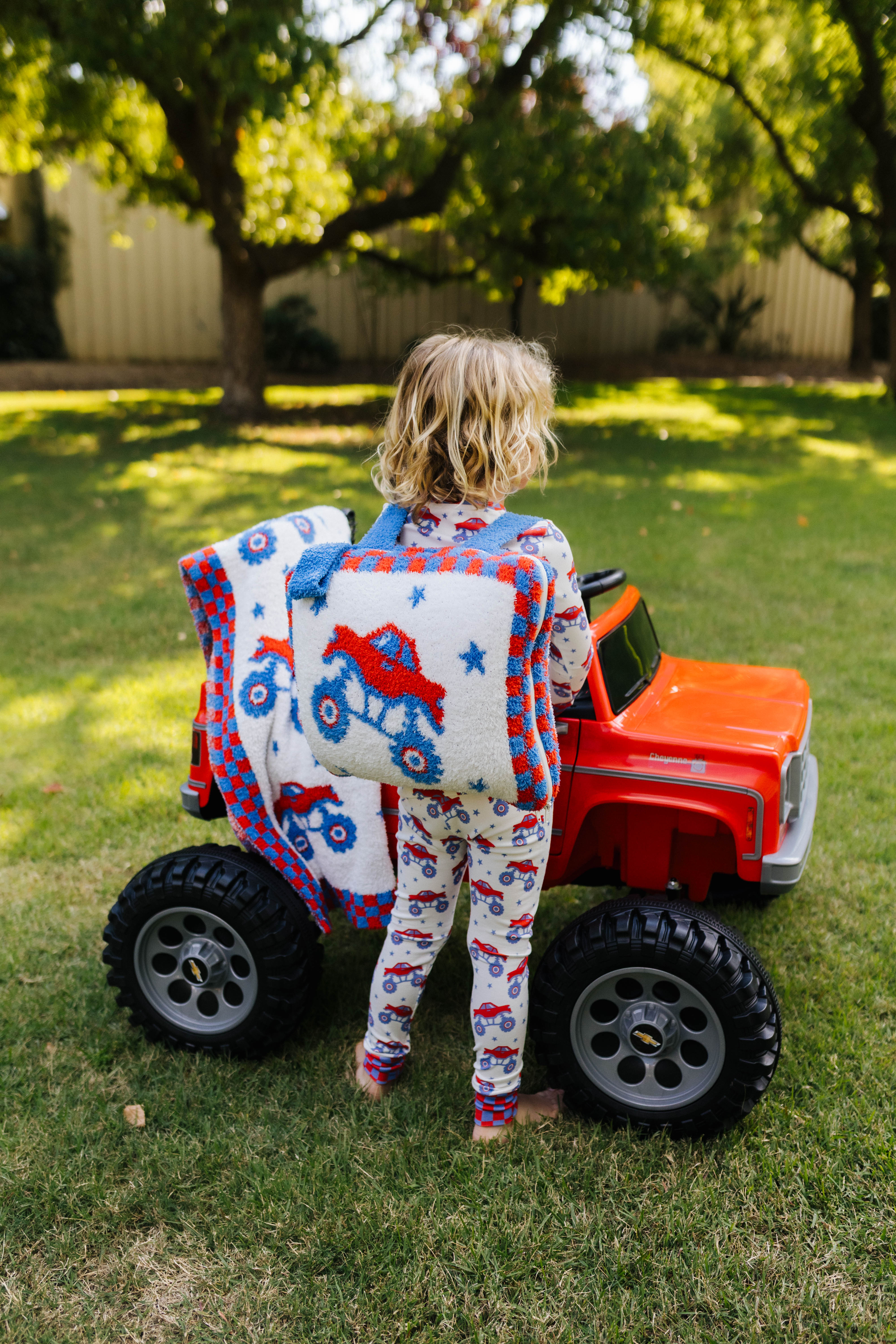 Kamp wearing the monster truck quillow 