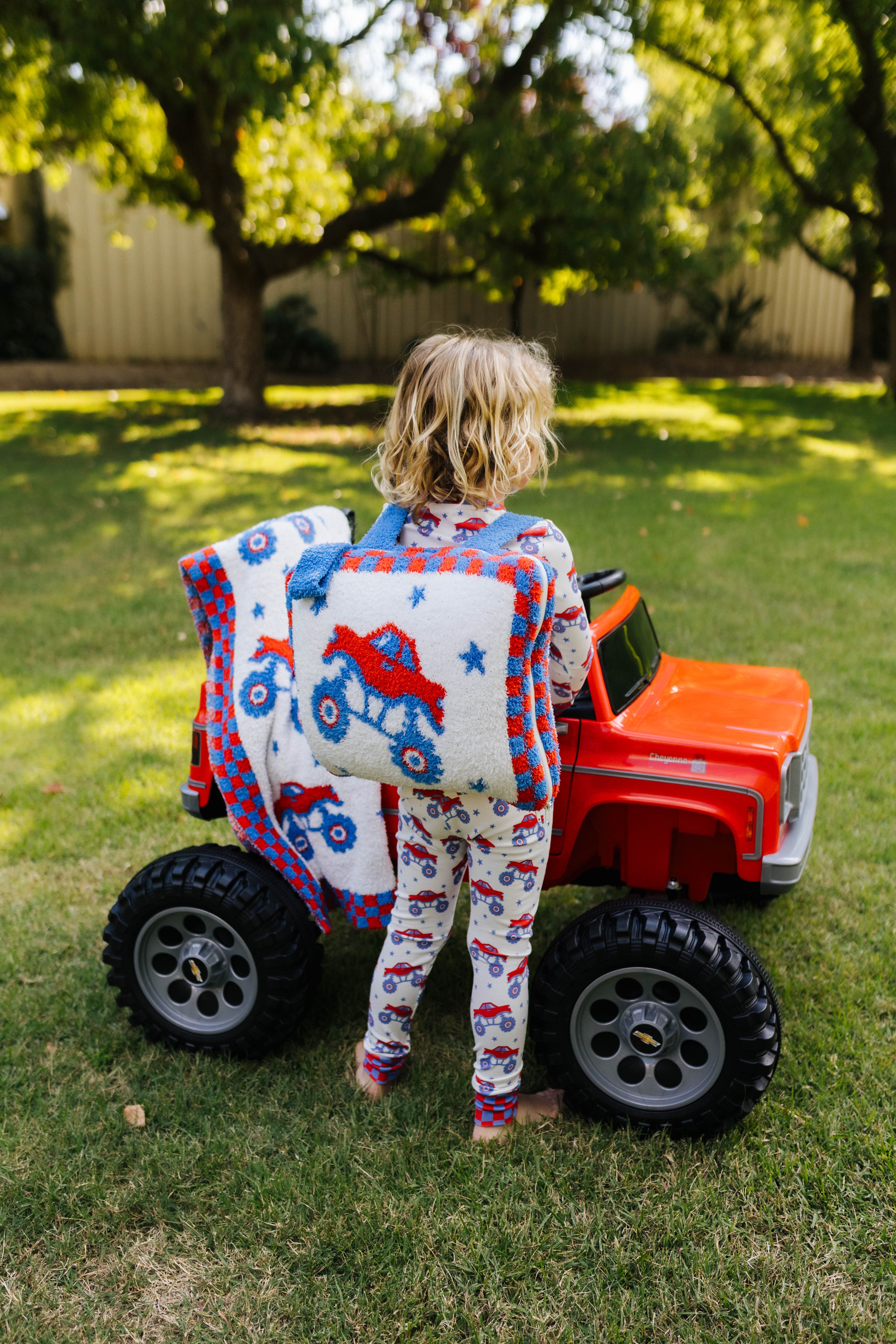 Kamp wearing the monster truck quillow 