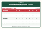 women's pointelle pajamas size chart for short sleeve and pants