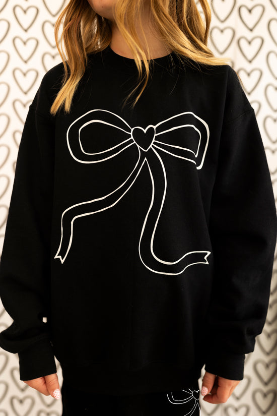 Youth Black Bow Sweatshirt